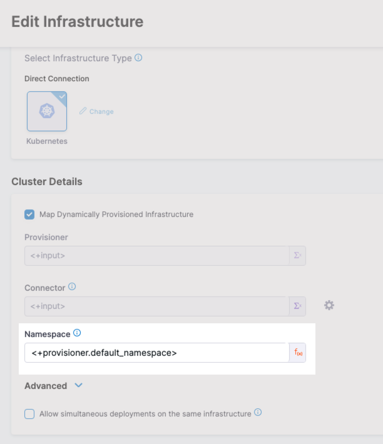 Provisioner output mapped to a Harness infrastructure setting using an expression