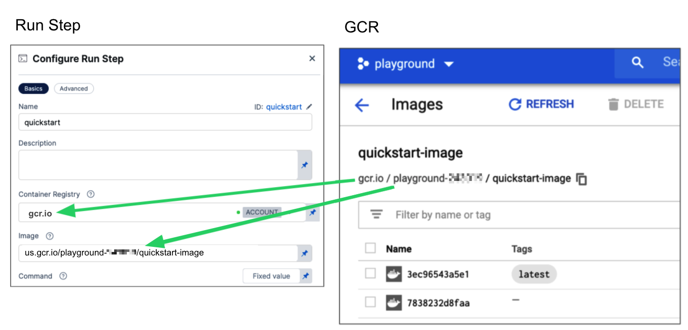 GCR Container Registry and Image settings