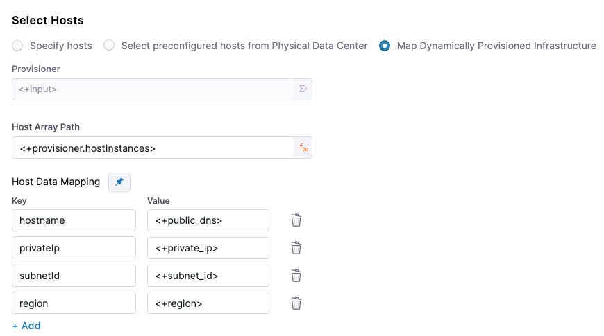 Host Array Path and Host Data Mapping expressions in the Infrastructure Definition