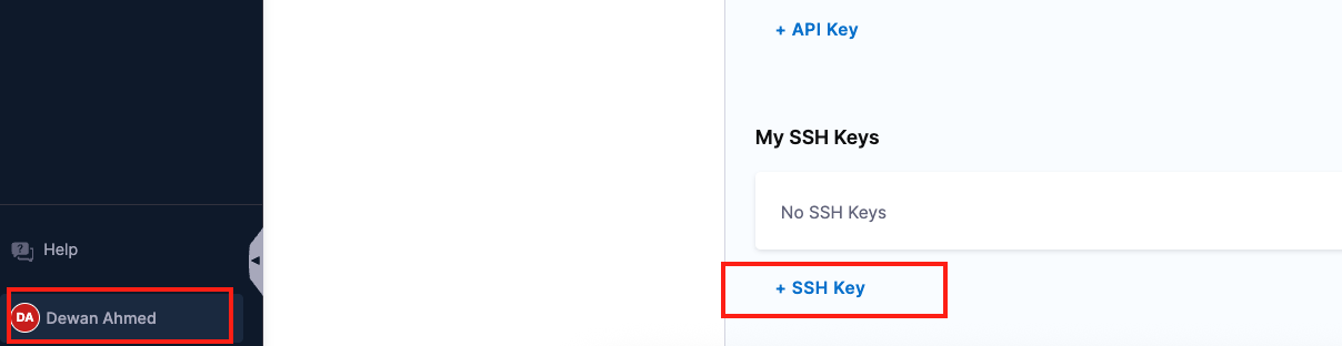 Add SSH key dialog in the Harness user profile