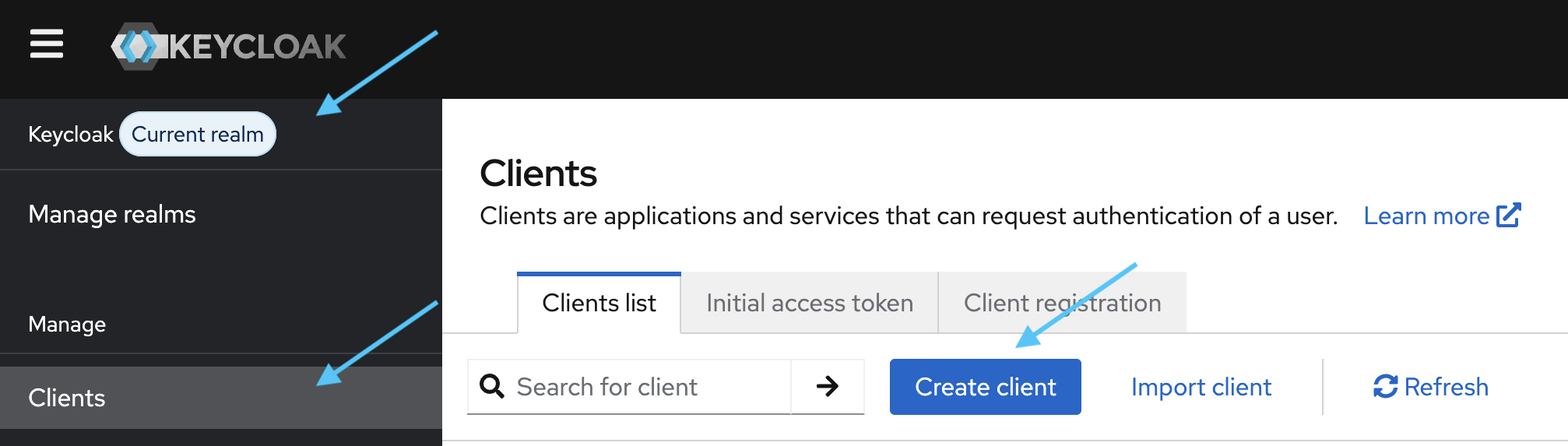 Diagram showing how to create a client