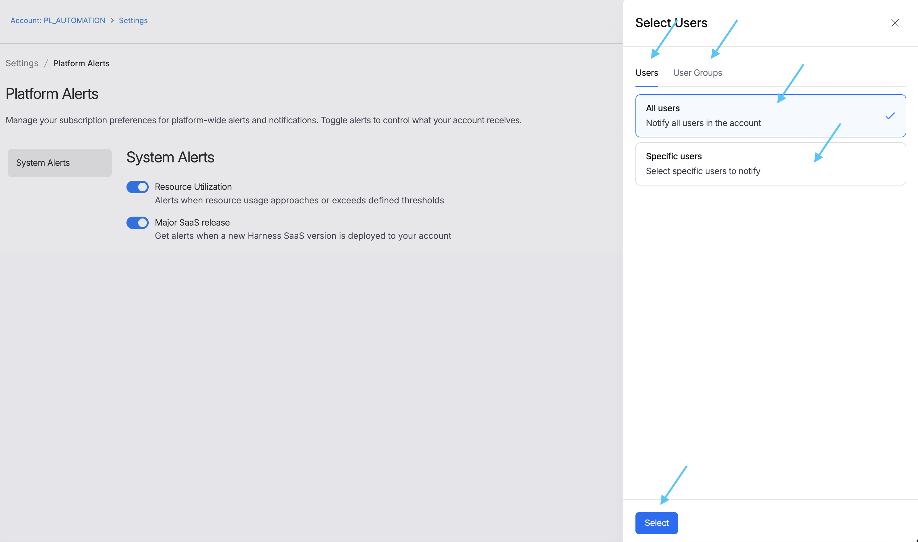 Configure alerts