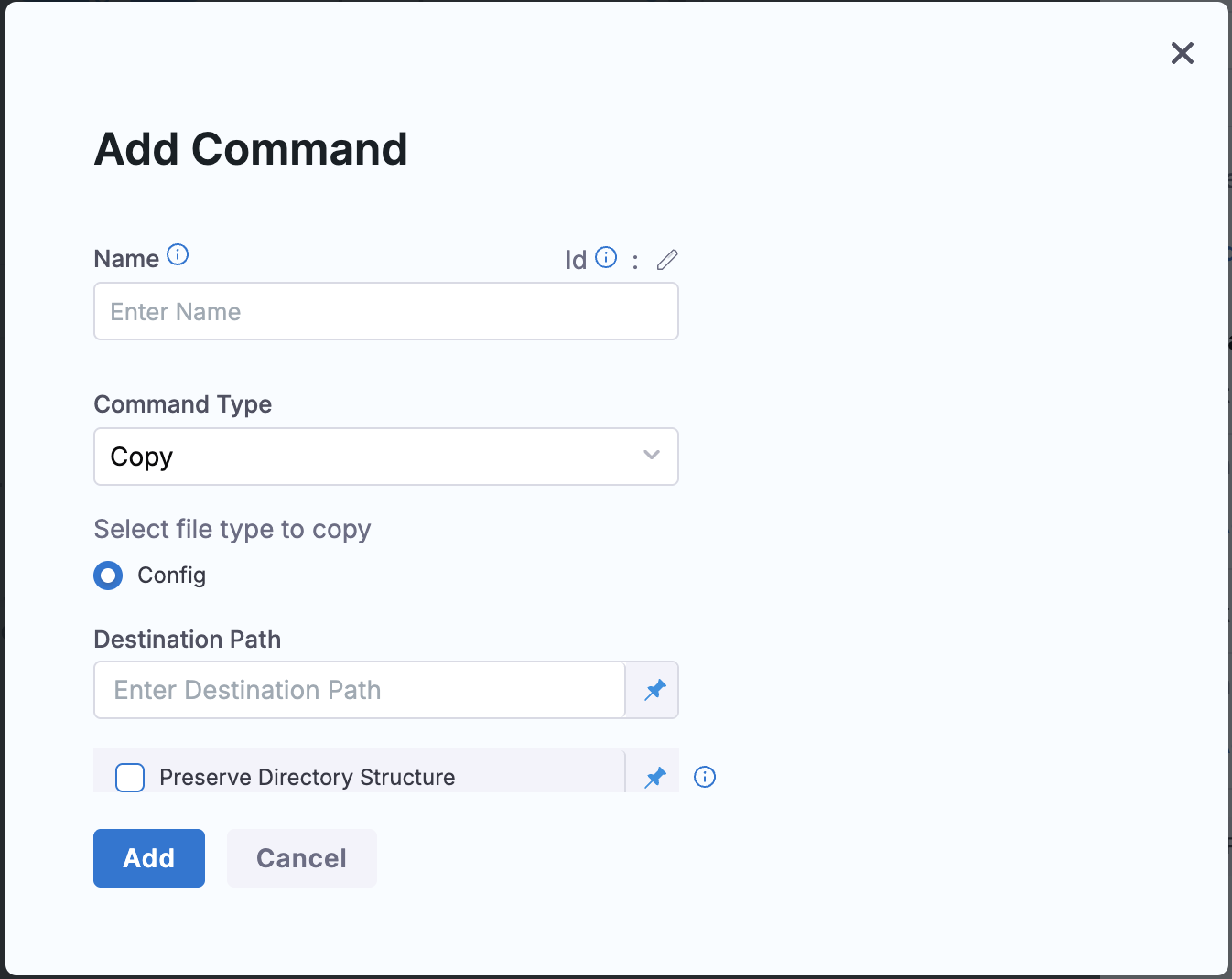 Copy config with Preserve Directory Structure checkbox