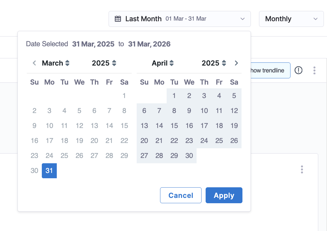 Custom date range selector
