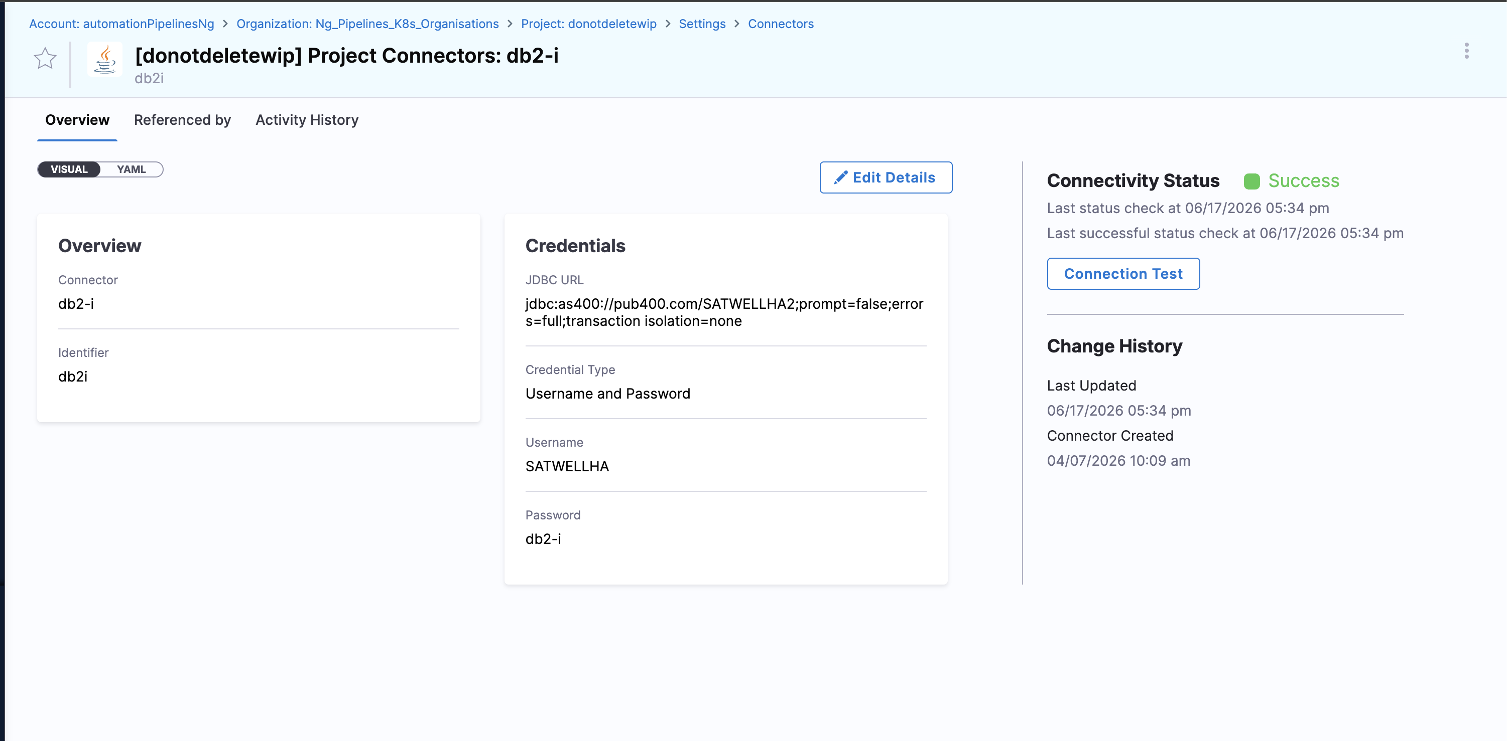 Verify DB2 for i connection