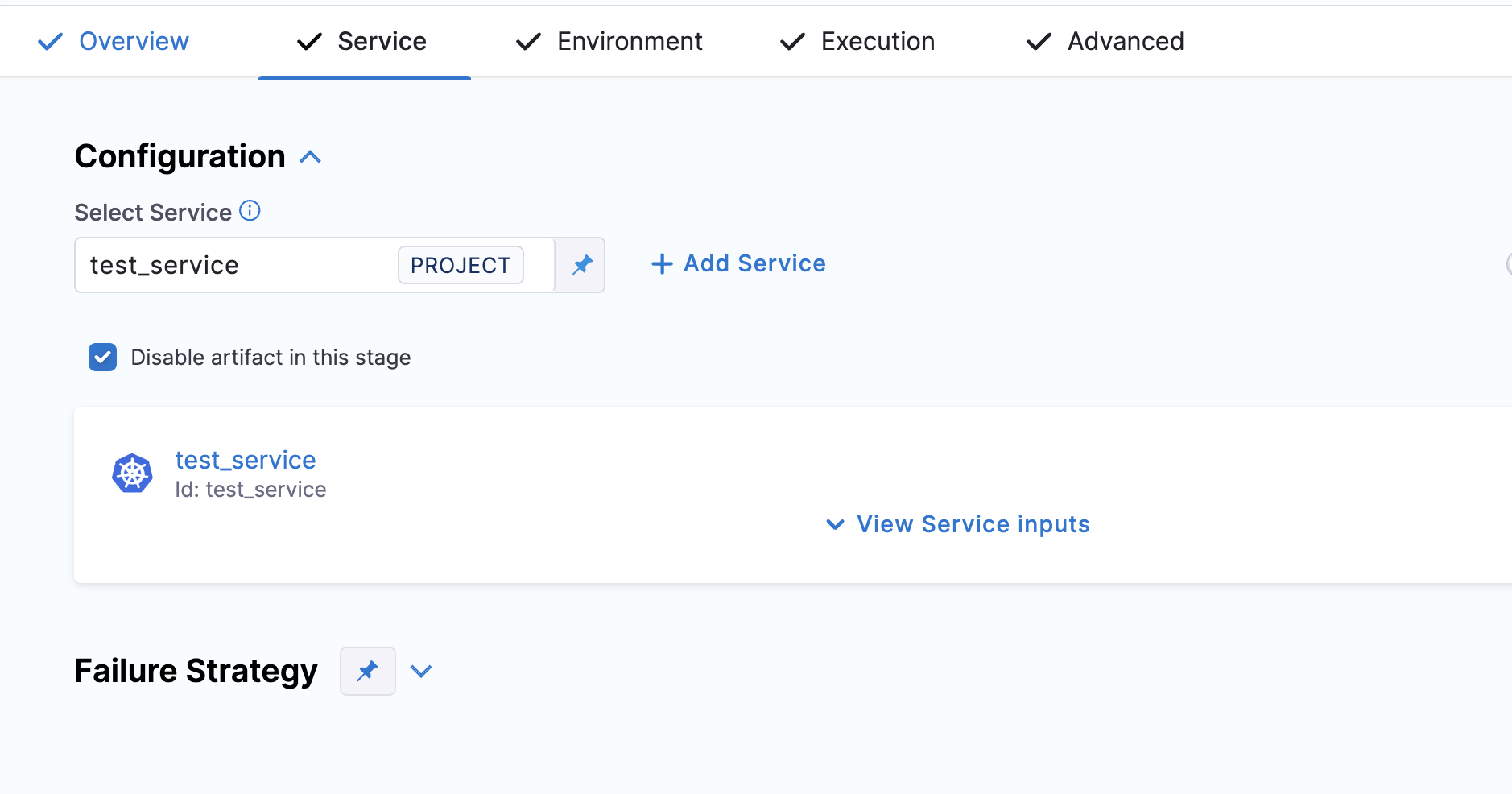 Disable artifact in this stage checkbox in a Deploy stage
