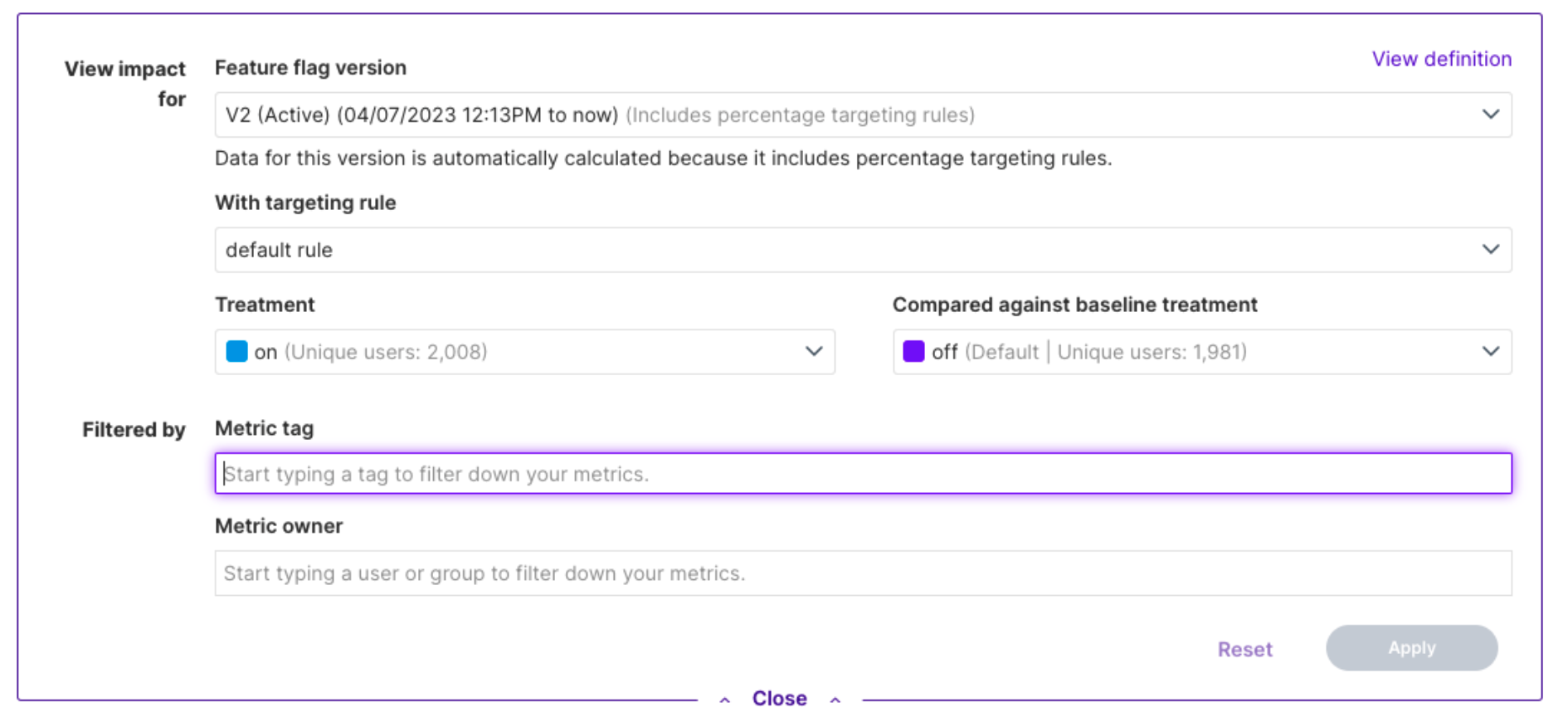 Filtering Metrics