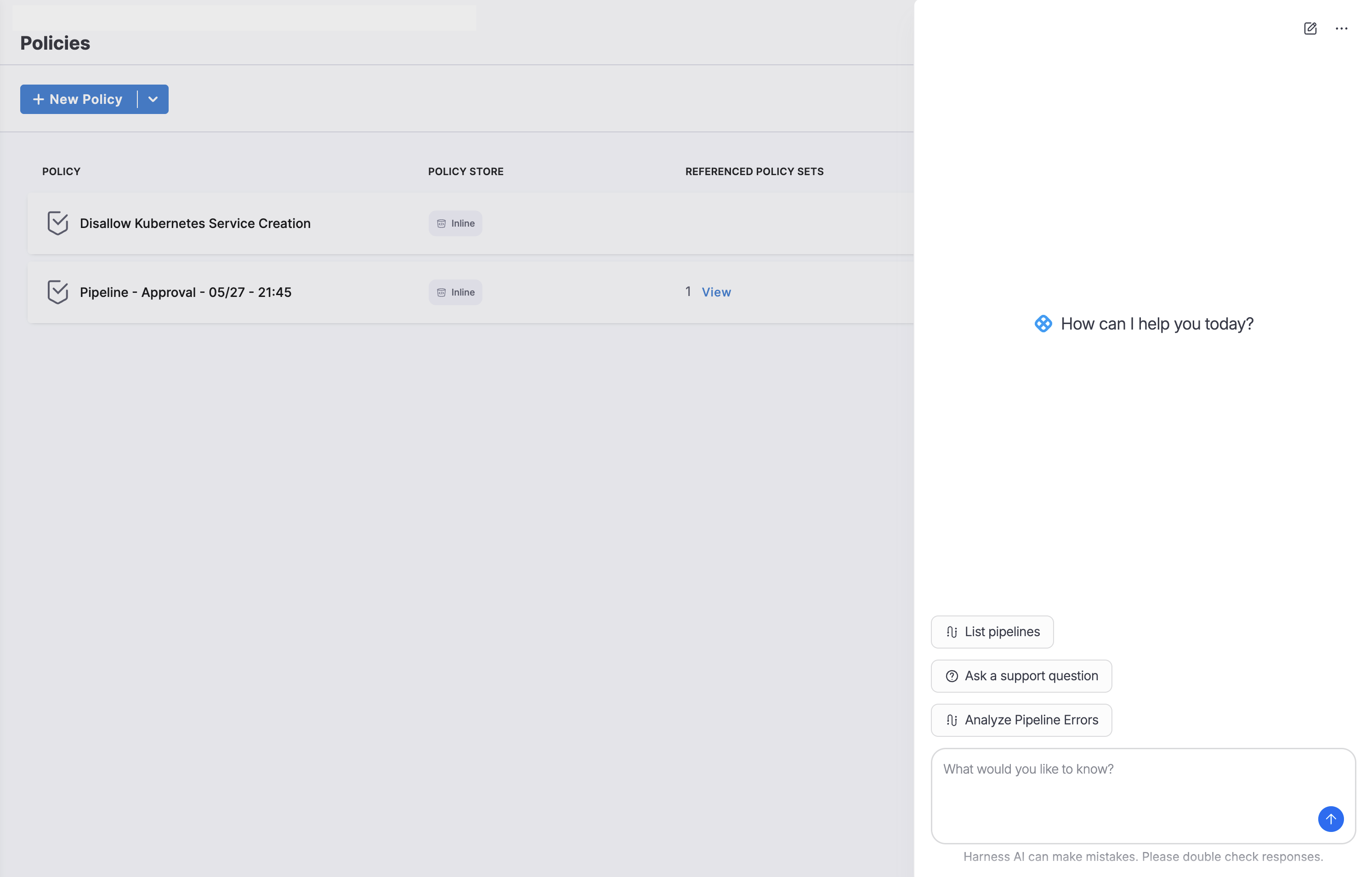 Harness AI initial chat interface
