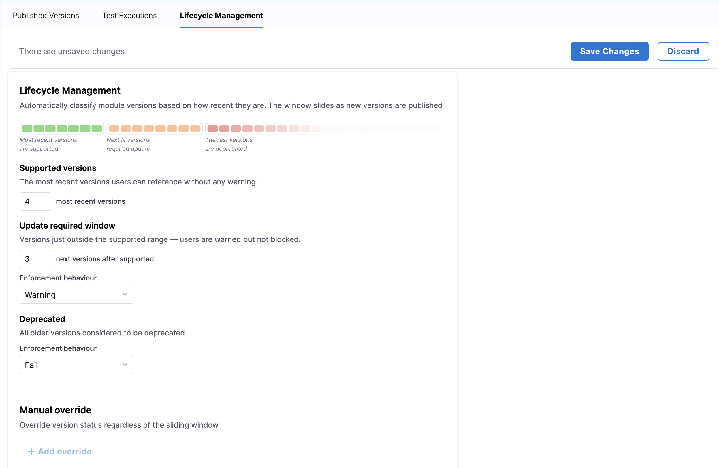 Lifecycle Management tab