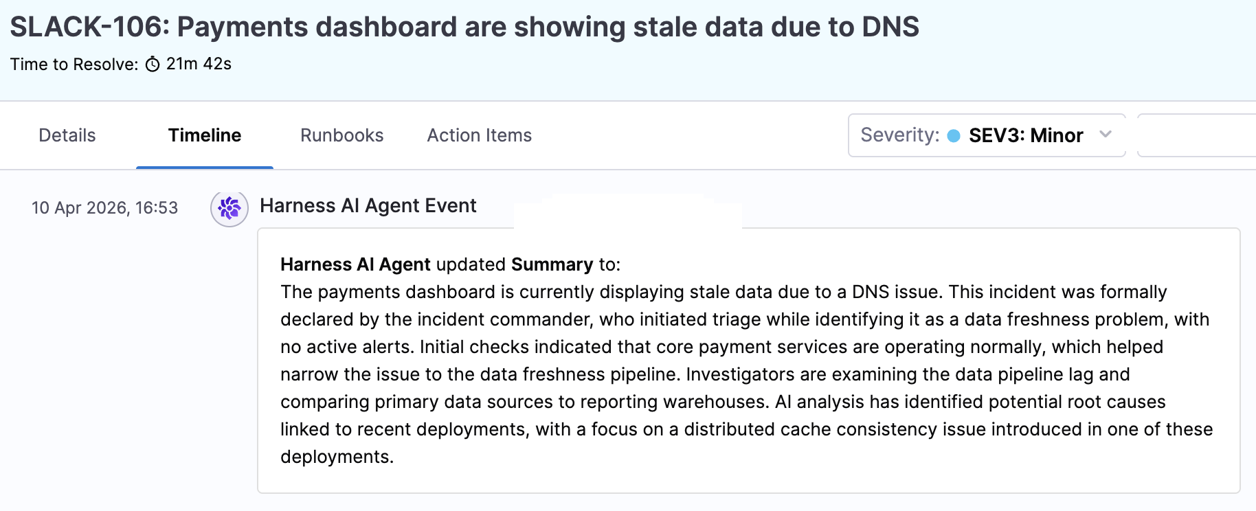 AI Summary section on incident detail page
