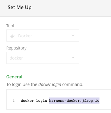 Artifactory repository URL from the docker login command in Set Me Up