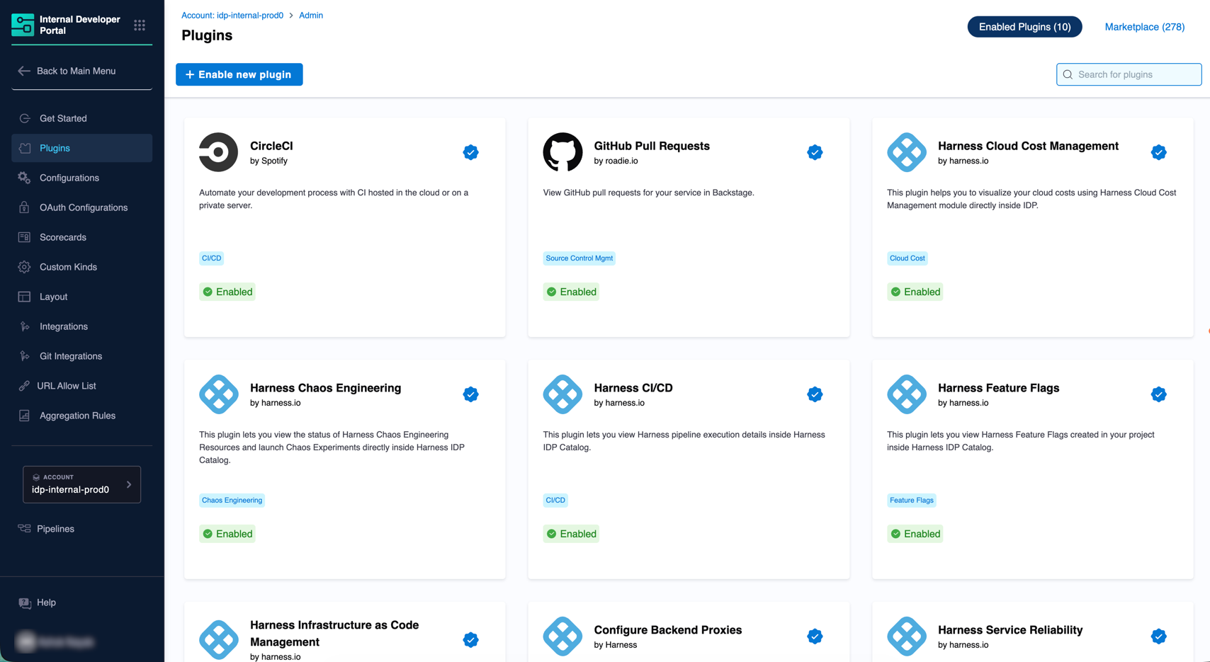 Plugins section in IDP