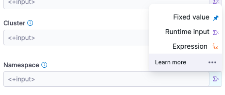 Infrastructure Definition field with Expression option selected