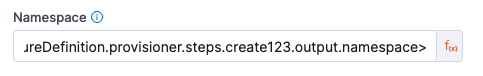 Infrastructure Definition Namespace field populated with CloudFormation output expression