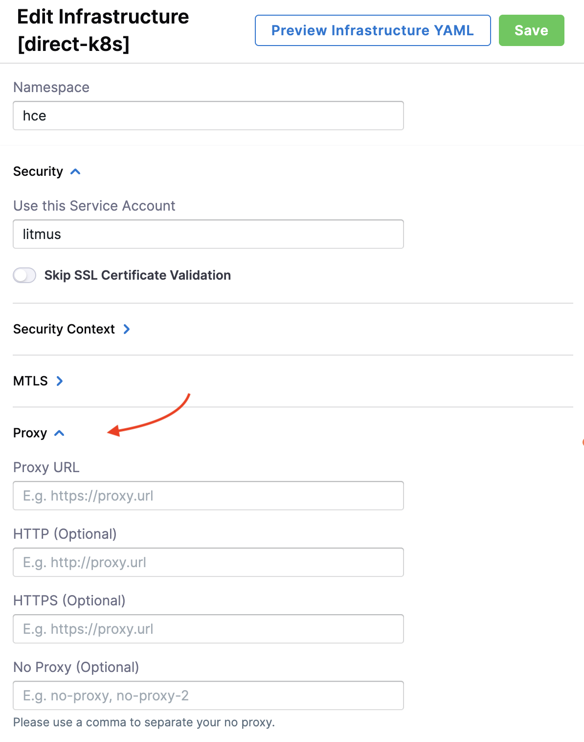 Proxy settings on the Delegate