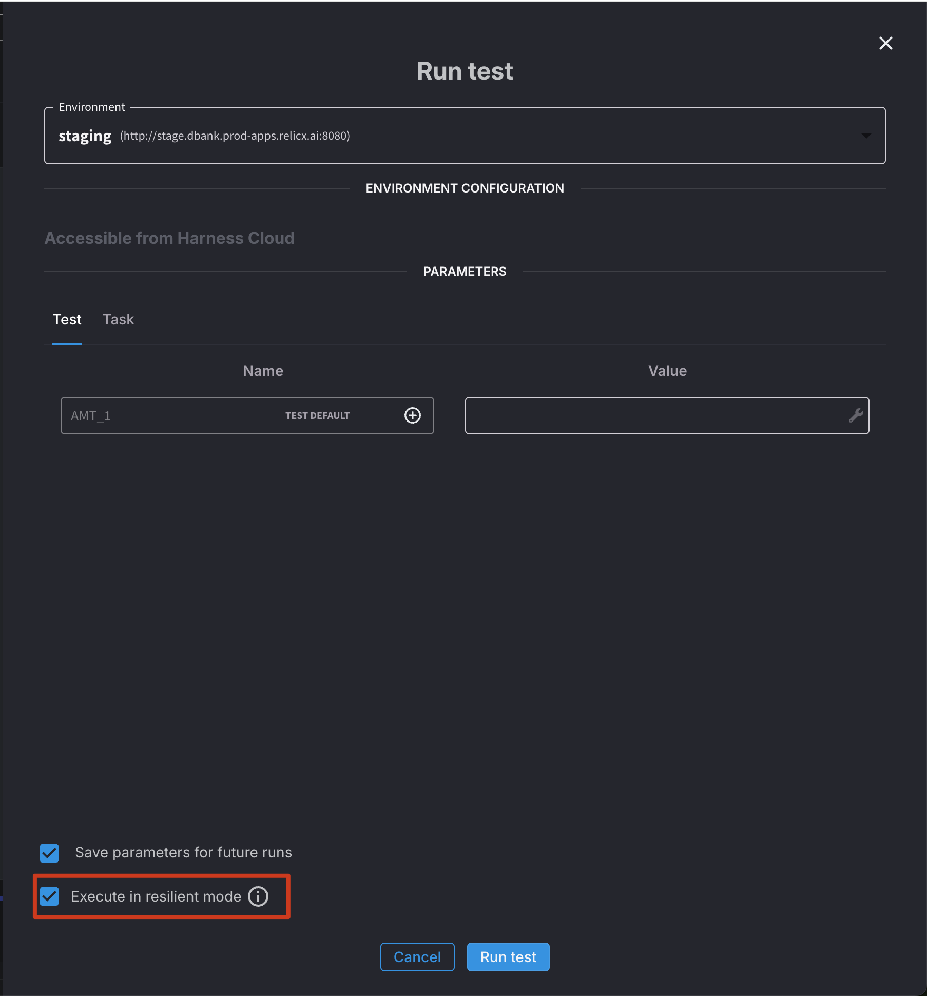 Resilient mode execution interface