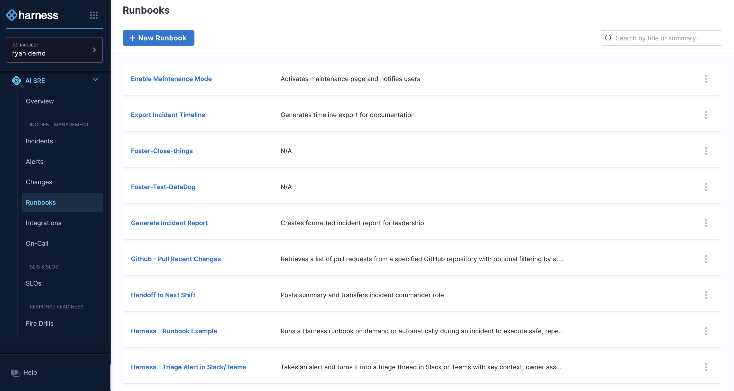 Runbook list