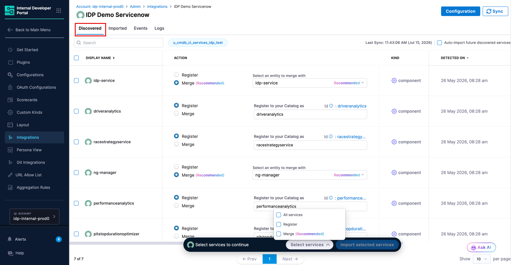 ServiceNow CMDB Discovered tab
