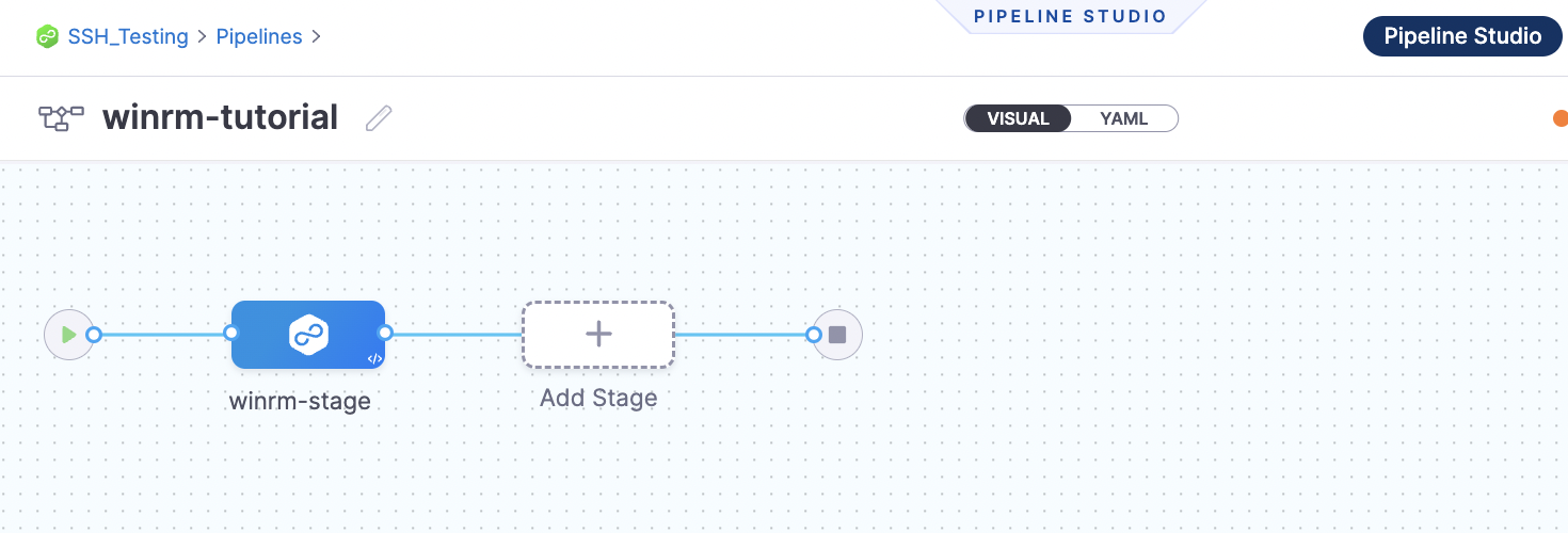 Select WinRM as the deployment type and set up the stage
