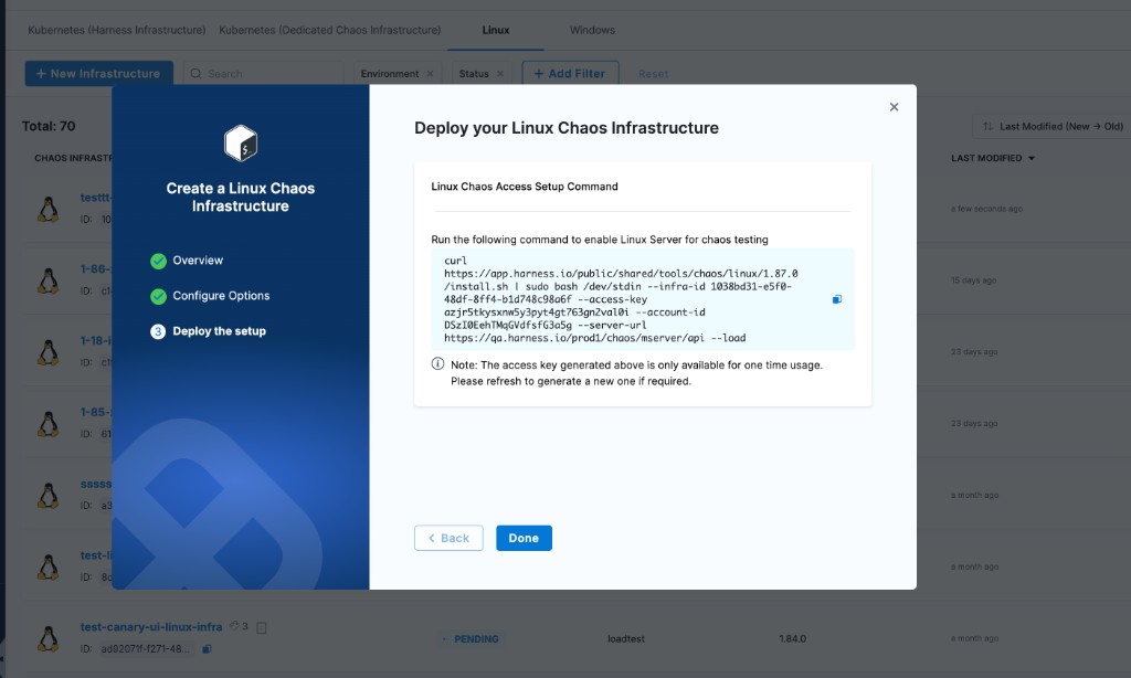 Linux infrastructure wizard: Deploy the setup